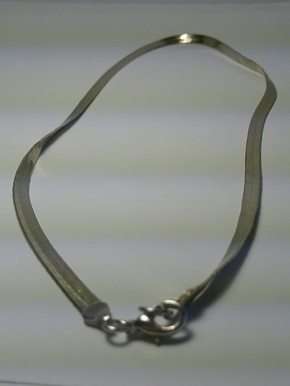 Vintage Silver-Tone Mesh Bracelet | Herringbone Weave | Flat Band Bangle - SB7